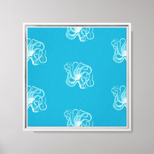 Beach Aqua Blue White Ocean Octopus Canvas Print