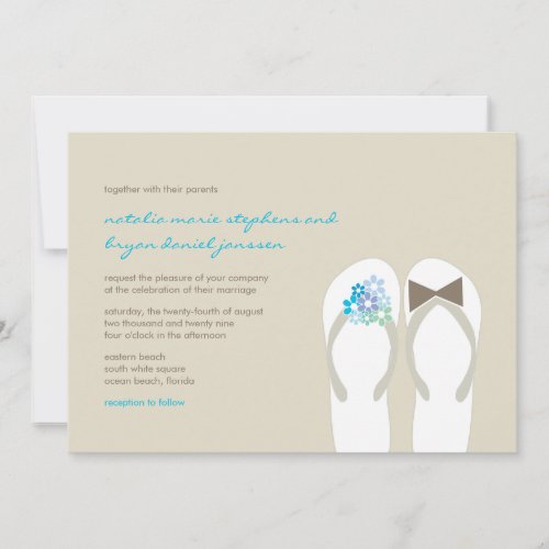 Beach Aqua Flip Flops Destination Wedding Invite