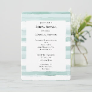 Beach Aqua Mint Stripes Bridal Shower Invitation