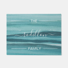 Beach aqua watercolor Script Family Name