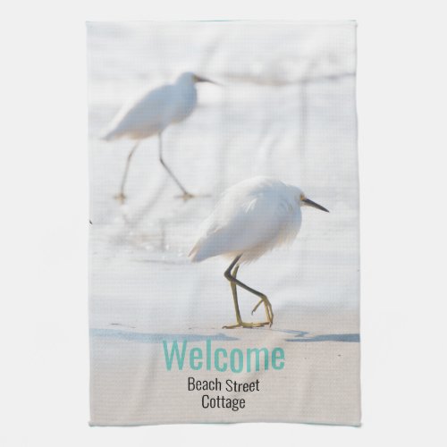 Beach Aqua Welcome Airbnb Vacation Rental Kitchen Towel