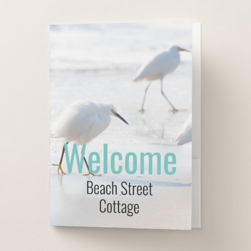 Beach Aqua Welcome Airbnb Vacation Rental Pocket Folder