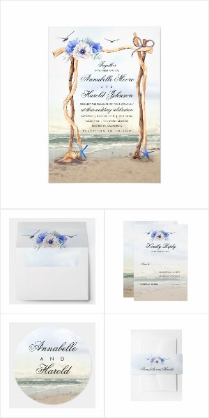 Beach Arbor Wedding Invitation Set