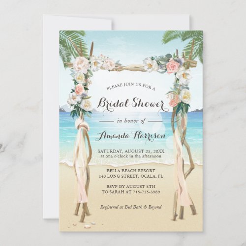 Beach Arbor Arch Floral Tropical Bridal Shower Card