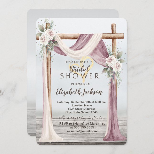 Beach Arbor Bridal Shower Invitation (Front/Back)