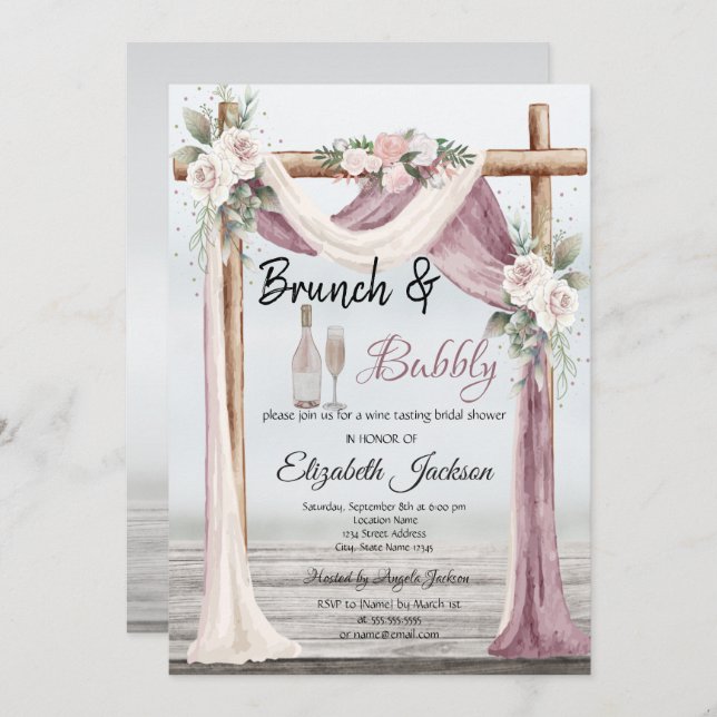 Beach Arbor Brunch & Bubbly Bridal Shower Invitation (Front/Back)