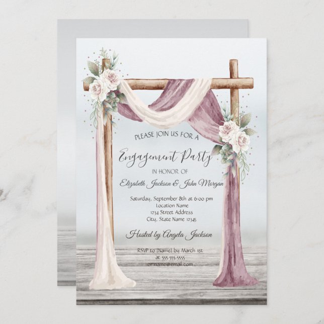 Beach Arbor Engagement Invitation (Front/Back)