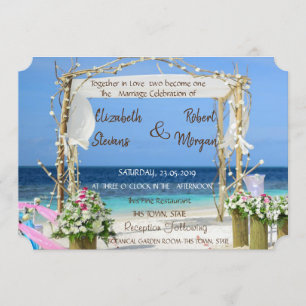 Beach Arbor Floral  Wedding  Invitation