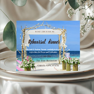 Beach Arbor Floral Wedding  Rehearsal Dinner Invitation