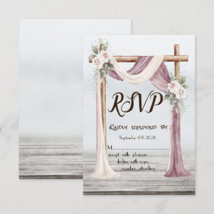 Beach Arbor Flowers Wedding RSVP Invitation