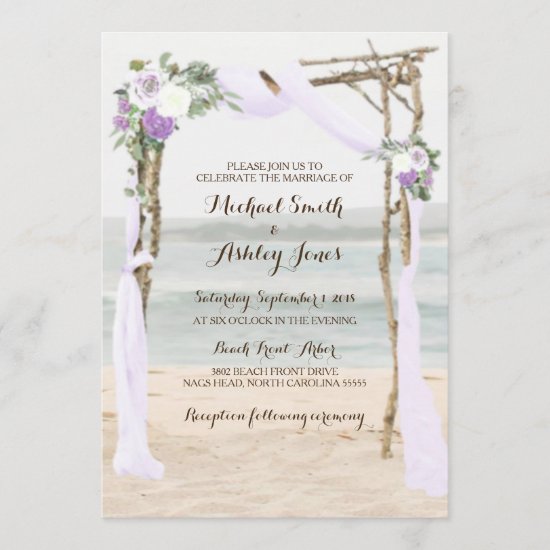 Beach Arbor Lavender Wedding Invitations
