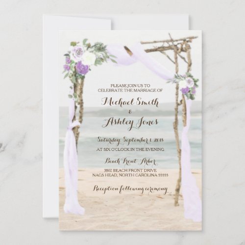 Beach Arbor Lavender Wedding Invitations