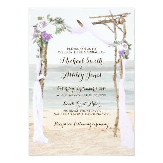 beach arbor lavender wedding invitations zazzle com