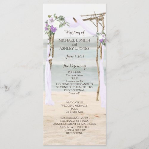 Beach Arbor Lavender Wedding Program