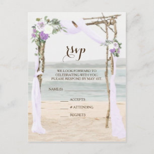 Beach Arbor Lavender Wedding RSVP Postcard