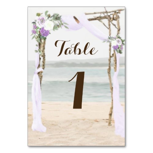 Beach Arbor Lavender Wedding Table Number Cards
