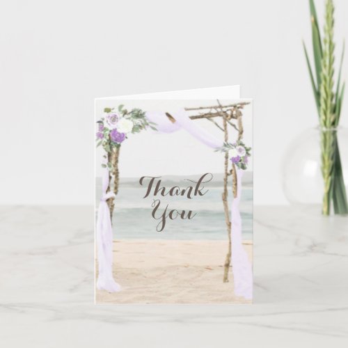 Beach Arbor Lavender Wedding Thank You Card