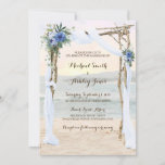 Beach Arbor Sunset Blue Orchid Wedding Invitation at Zazzle