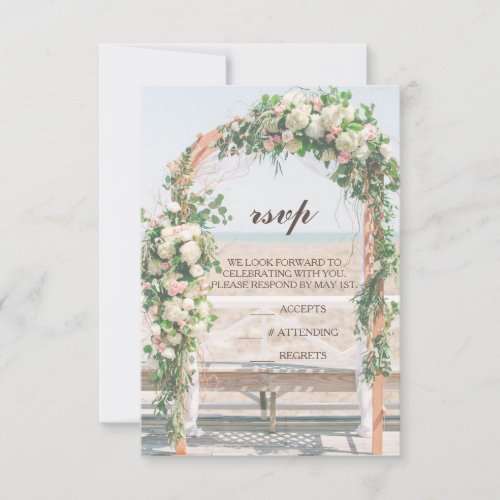 Beach Arbor Sunset RSVP Wedding Invitation