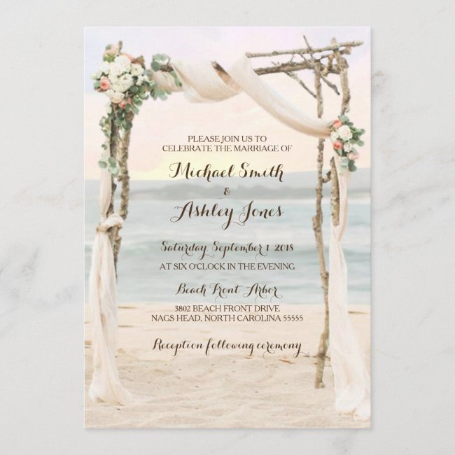 Beach Arbor Sunset Wedding Invitation