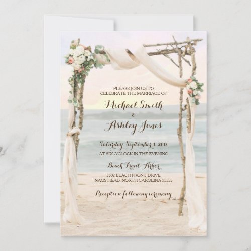 Beach Arbor Sunset Wedding Invitation