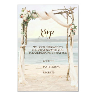 Beach Arbor Sunset Wedding Invitation RSVP Card