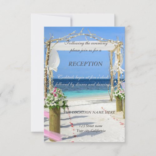 Beach Arbor  Wedding Floral  Reception Invitation