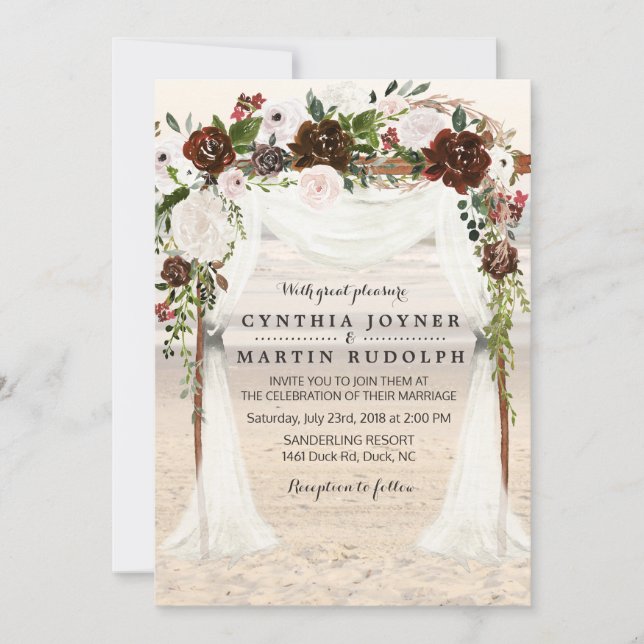 Beach Arbor Wedding Invitation (Front)