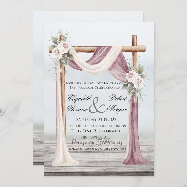 Beach Arbor Wedding Invitation (Front/Back)