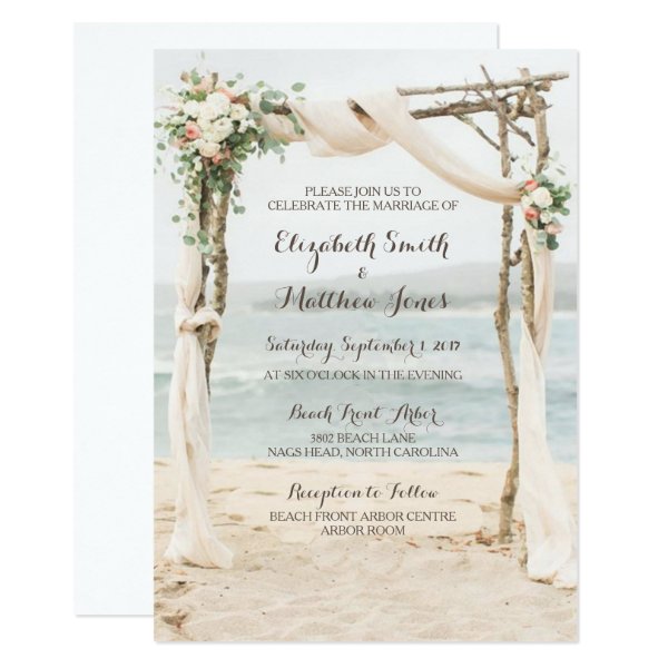 256945449523857749 Beach Arbor Wedding Invitation