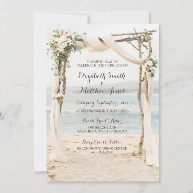 Beach Arbor Wedding Invitation (Front)