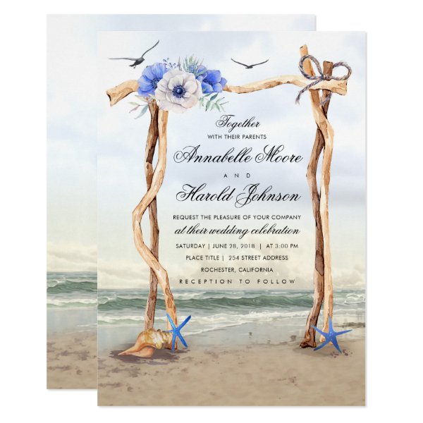 256610184495004690 Beach Arbor Wedding Invitations