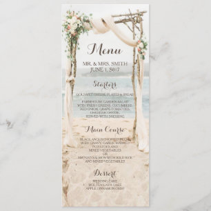 Beach Arbor Wedding Menu Card