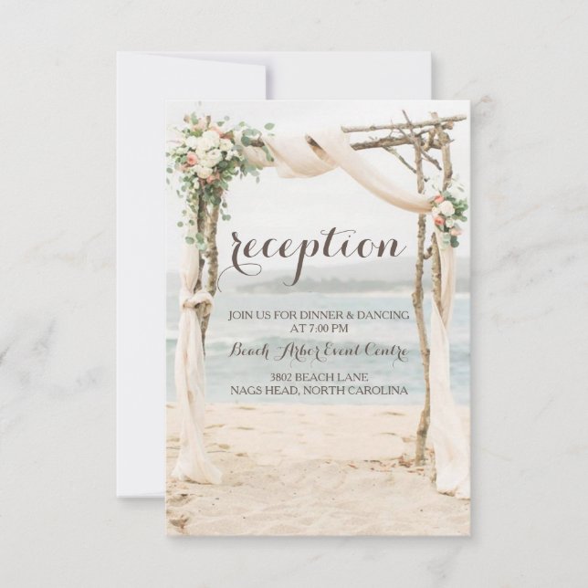 Beach Arbor Wedding Reception Card (Front)