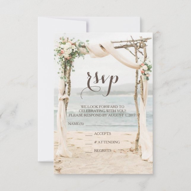 Beach Arbor Wedding RSVP Card (Front)
