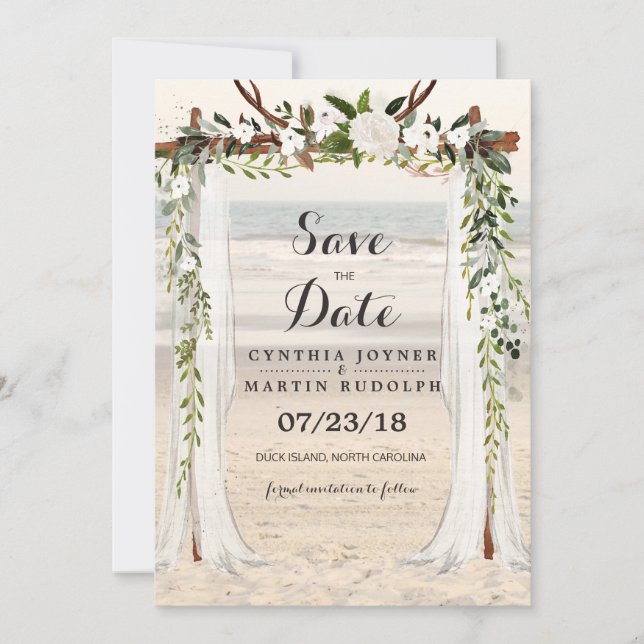 Beach Arbor Wedding Save the Date Invitation (Front)