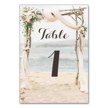 Beach Arbor Wedding Table Number Card by ajinvites at Zazzle