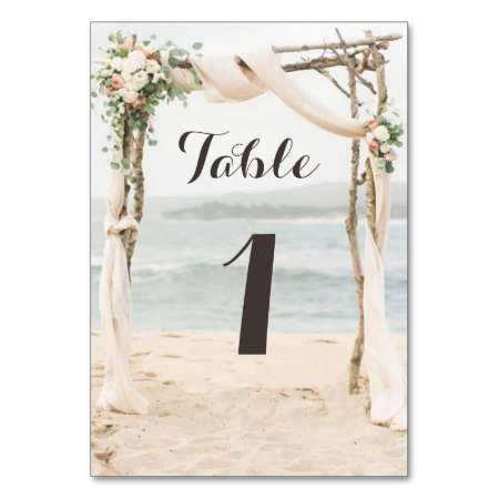 Beach Arbor Wedding Table Number Card