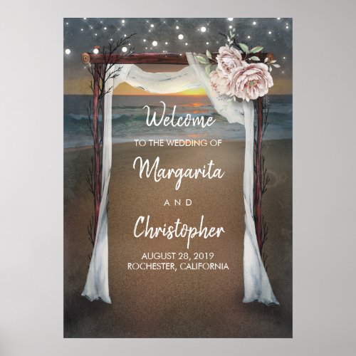 Beach Arbor Wedding Welcome Sign