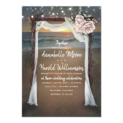 Beach Arch | Sea Sunset | String Lights Wedding Card