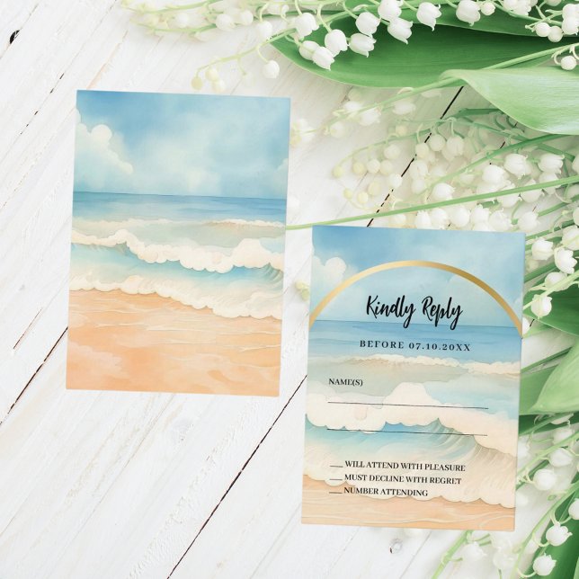 Beach arch wedding response RSVP Note Card (Creator Uploaded)