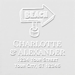 Beach Arrow Directional Sign Couple Return Address Embosser