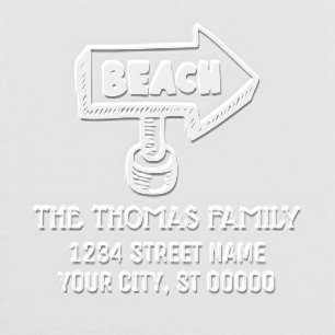 Beach Arrow Directional Sign Name Return Address Embosser