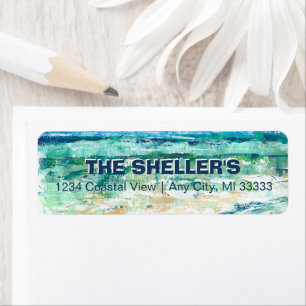 Beach Art Coastal Water Waves Abstract Label