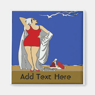 Beach, Art Deco,add text Magnet