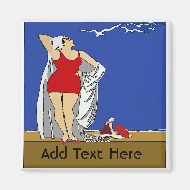 Beach, Art Deco,add text Magnet (Front)