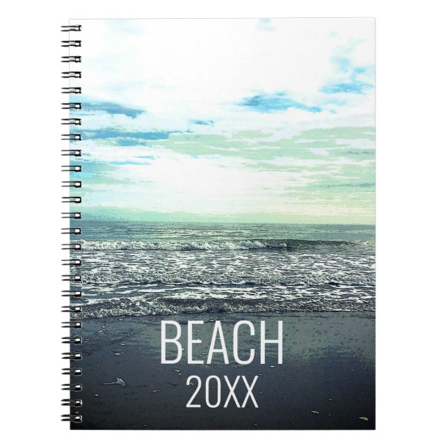 Beach Artistic Typography Ocean Sea Waves 2021 Notebook (Front)