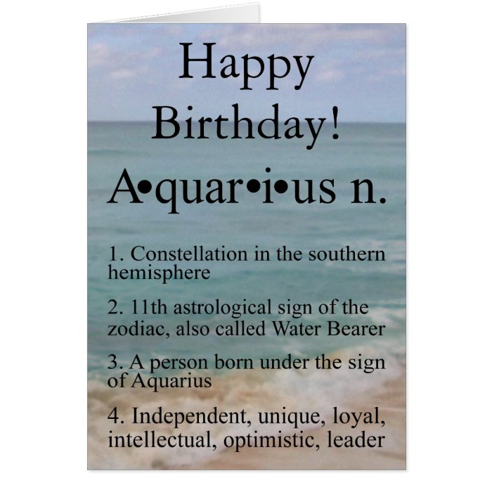 Beach Astrology Zodiac Aquarius Birthday Card