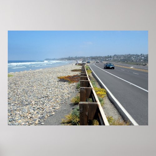 Beach at Cardiff_By_The_Sea Calif Poster