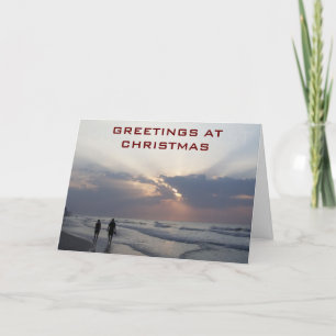 BEACH AT CHRISTMAS=BE WARM/MERRY AND ENJOY! HOLIDAY CARD
